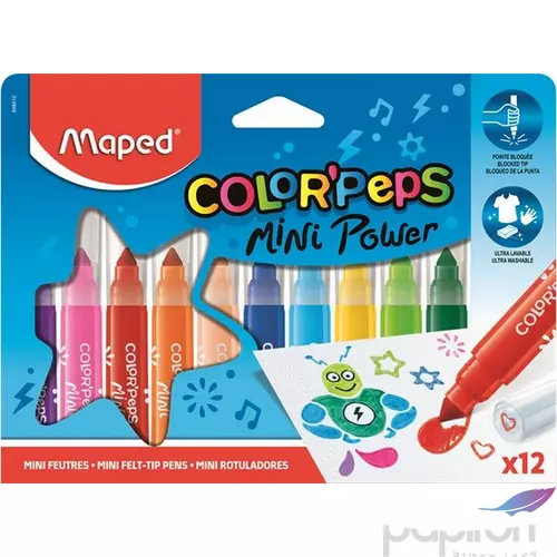 Filckészlet 12 Maped ColorPeps Mini Jumbo 6,5mm kimosható 12db Írószerek MAPED 846612