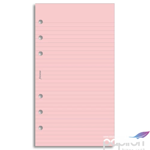 Filofax határidőnapló pótlap Jegyzetlapok vonalas pink papír kalendárium naptárbetét