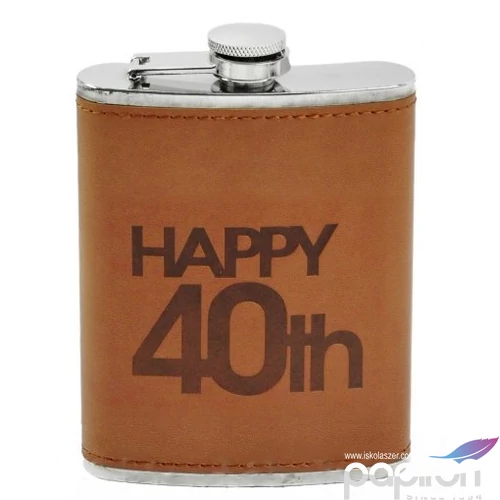 Flaska 8oz acél 40 barna bőrhatású