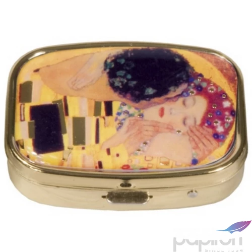 Gyógyszeres doboz fém 2 fakkos, 5,1x1,8x3,6cm, Klimt: The Kiss