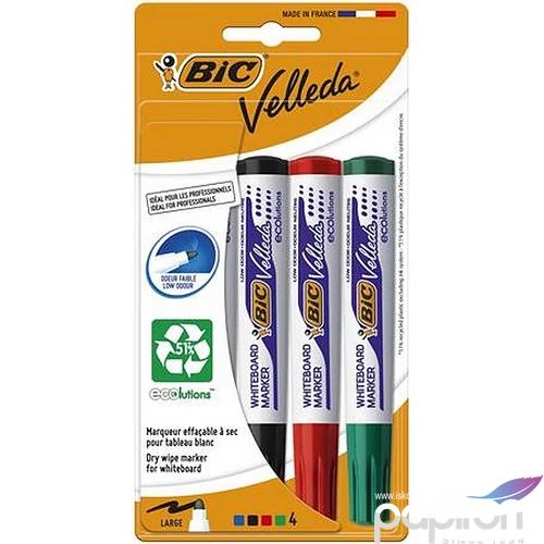 Flipchart- és táblamarker készlet 1,4mm kúpos BIC Velleda ecolutions 4 szín