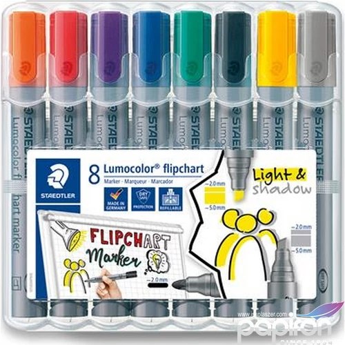 Flipchart marker 8 Staedtler 2-5mm, vágott Lumocolor 356 TS356SWP7