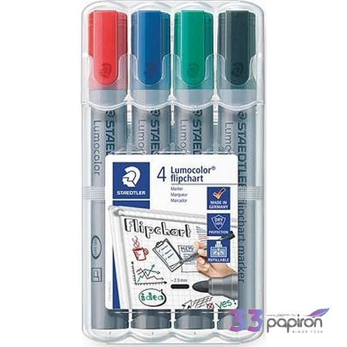 Flipchart marker Staedtler Lumocolor 356' 2mm kerek hegyű 4színű Írószerek STAEDTLER 356 WP4