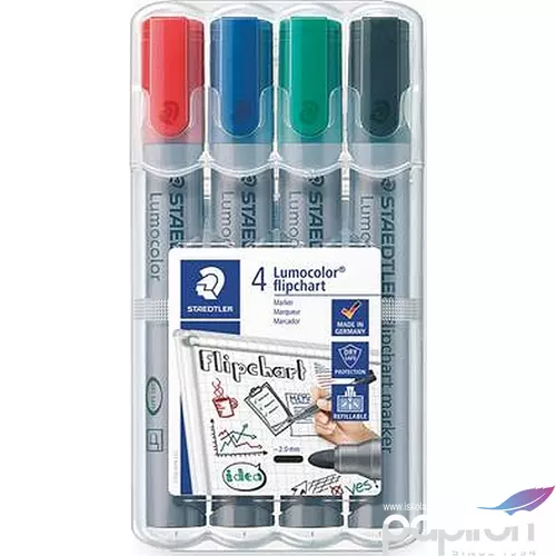 Flipchart marker Staedtler Lumocolor 356' 2mm kerek hegyű 4színű Írószerek STAEDTLER 356 WP4