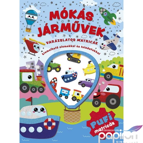 Foglalkoztató könyv Varázslatos matricák-Mókás járművek Napraforgó könyvek