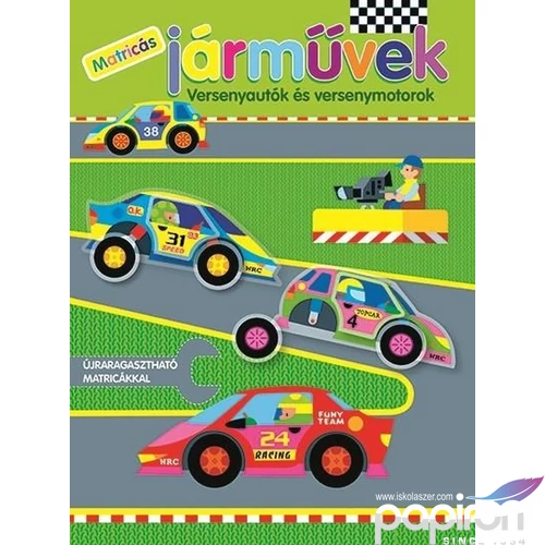 Foglalkoztató matricás füzet Matricás járművek - Versenyautók-motorok Napraforgó könyvek