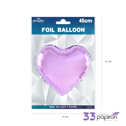 Fólai lufi 45cm, szív, világos lila