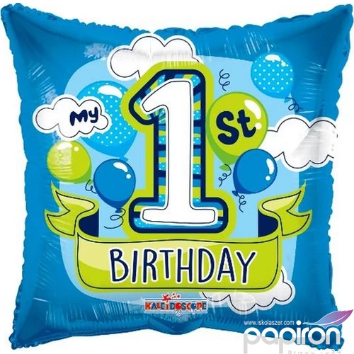 Fólia lufi Párna alakú 18inch My 1st Birthday kék