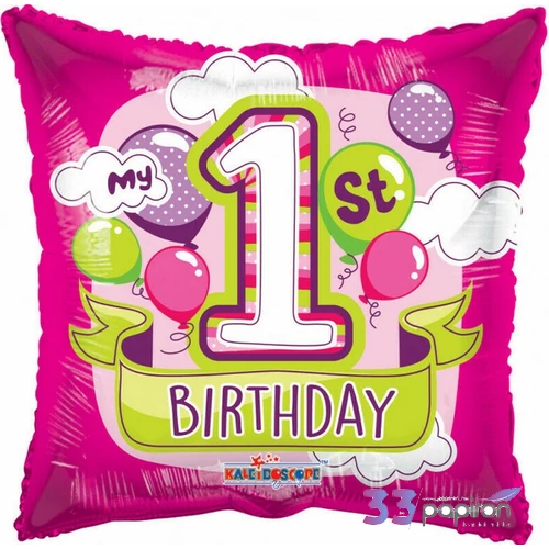 Fólialufi Párna alakú 18inch My 1st Birthday pink