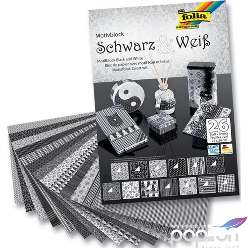 Fólia Motifblock BASIC mérete 24x34cm, 270g/m2, BLACK/WHITE (26lap/csom) 46749