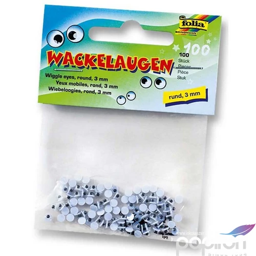 Folia mozgó szemek kerek 3mm 100db 
