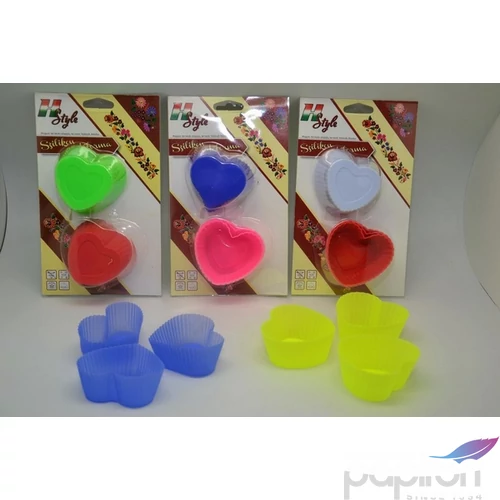 Szilikon muffin sütőforma Szív alakú, 6db-os