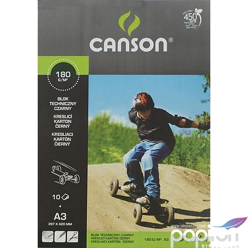 Fotókarton blokk A3 fekete Canson papír rajzlap "10 ív; 180 g/m2 (Gördeszkás)"