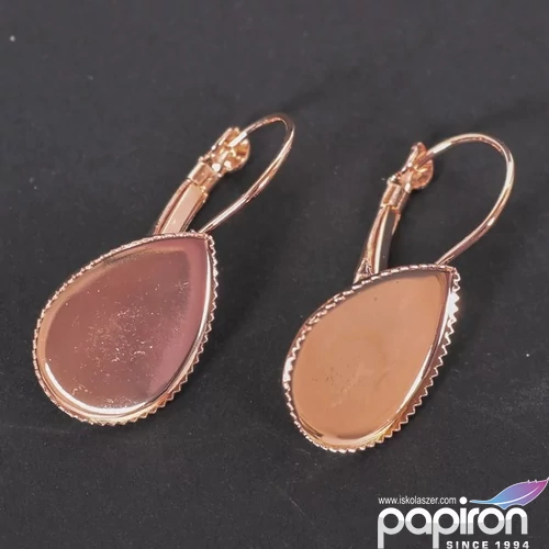 Fülbevaló alap Csepp rózsa arany szín 13 x 18 mm 6 db/csomag