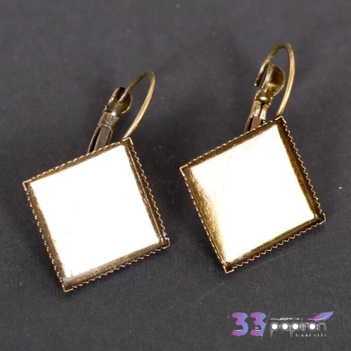 Fülbevaló alap négyzet 15mm bronz szín 6db/csomag