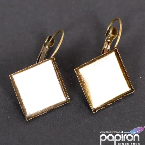Fülbevaló alap négyzet 15mm bronz szín 6db/csomag