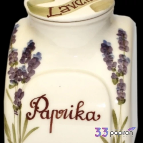 Fűszertartó kerámia 12x13,5x18cm levendulás kézzel festett