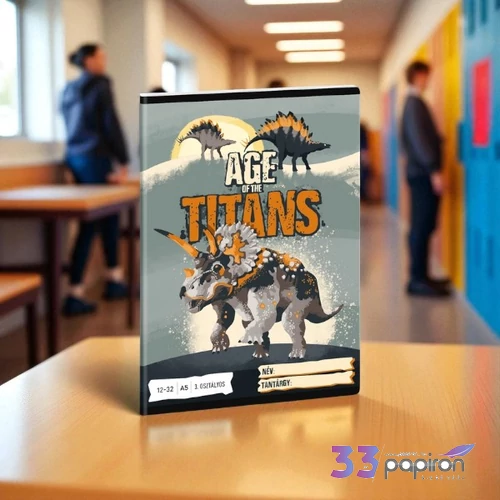 Füzet 12-32 A5 vonalas Ars Una Age of the Titans (5261) 23 dínó 53602619 3.osztályos prémium minőségű fü