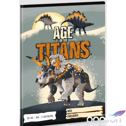 Füzet 12-32 A5 vonalas Ars Una Age of the Titans (5261) 23 dínó 53602619 3.osztályos 32lap prémium