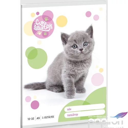 Füzet 12-32 A5 vonalas Ars Una Cuki-Brit Röv. Sz. Macska (5305) 23 53603494 3.osztályos prémium minőségű fü