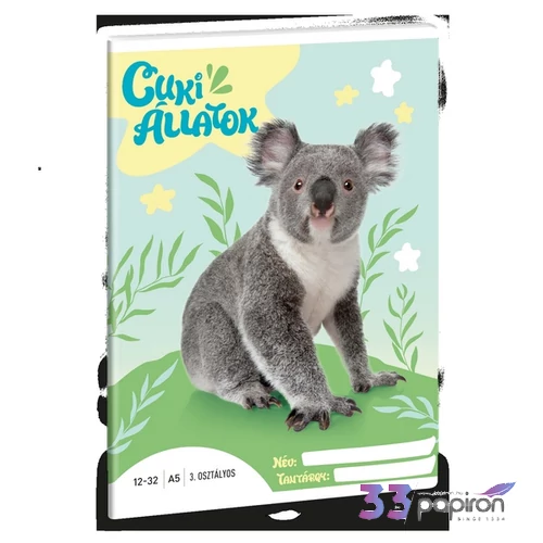 Füzet 12-32 A5 vonalas Ars Una Cuki-Koala (5428) 24 53603494 3.osztályos prémium minőségű fü
