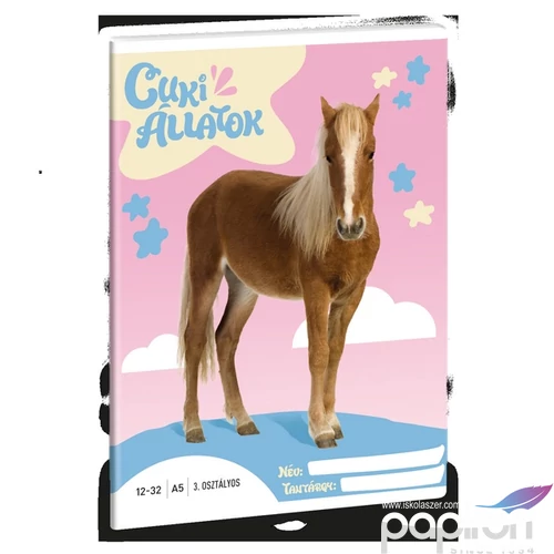 Füzet 12-32 A5 vonalas Ars Una Cuki-Palomino póni (5431) 24 53603494 3.osztályos prémium minőségű fü