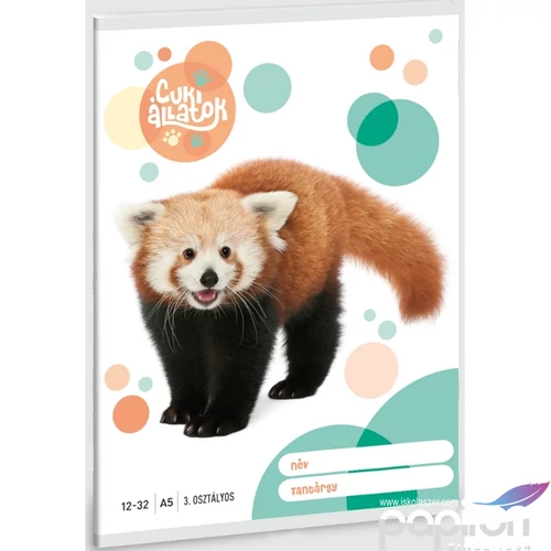 Füzet 12-32 A5 vonalas Ars Una Cuki-Vörös Panda (5309) 23 53603494 3.osztályos prémium minőségű fü