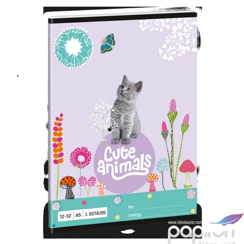 Füzet 12-32 A5 vonalas Ars Una Cute Animals-kitten (5368) 24 cica 53603494 3.osztályos prémium minőségű fü