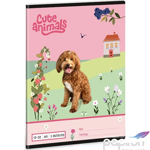 Füzet 12-32 A5 Vonalas Ars Una Cute Animals Doggie (5458) 25 53603494 3.osztályos prémium minőségű fü
