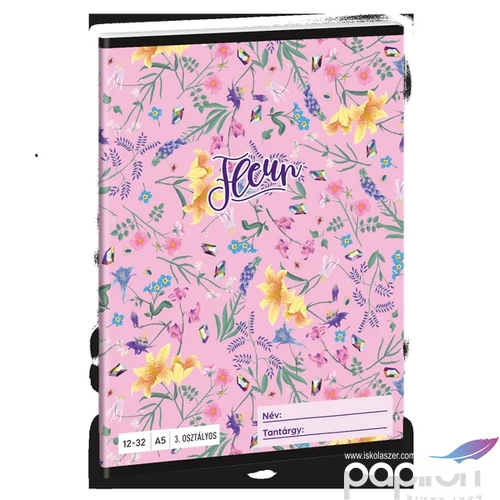 Füzet 12-32 A5 vonalas Ars Una Fleur (5366) 24 virág 53603494 3.osztályos prémium minőségű fü