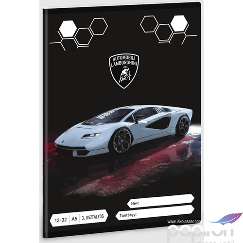 Füzet 12-32 A5 vonalas Ars Una Lamborghini (5254) 23 53603494 3.osztályos prémium minőségű fü
