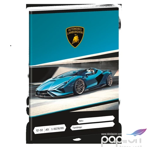 Füzet 12-32 A5 vonalas Ars Una Lamborghini (5336) 24 autó 53603494 3.osztályos prémium minőségű fü