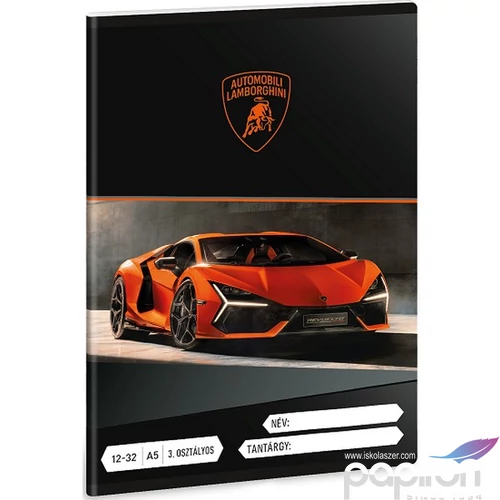 Füzet 12-32 A5 Vonalas Ars Una Lamborghini (5446) 25 53603494 3.osztályos prémium minőségű fü