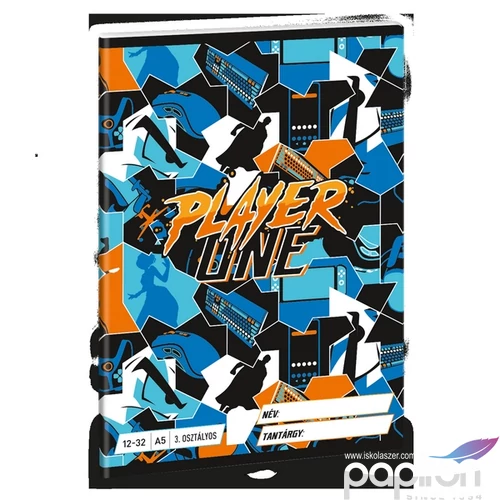 Füzet 12-32 A5 vonalas Ars Una Player One (5353) 24 53603494 3.osztályos prémium minőségű fü