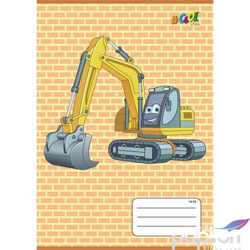 Füzet 14-32 A5 vonalas 1. osztály, COOL BY VICTORIA, Excavator 1. osztályos füzet