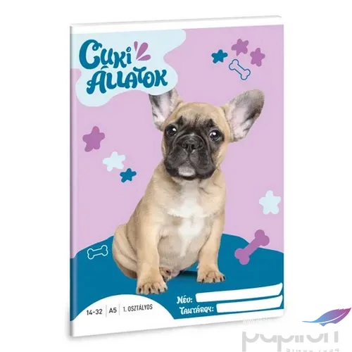 Füzet 14-32 A5 vonalas Ars Una Cuki-Francia bulldog (5426) 24 53583499 1.osztályos füzet prémium minős