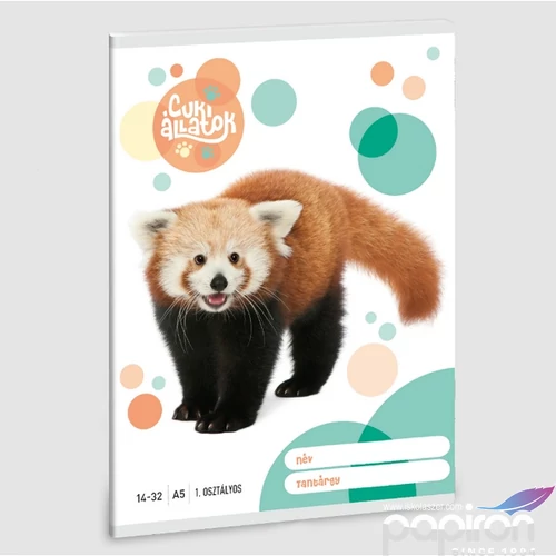 Füzet 14-32 A5 vonalas Ars Una Cuki-Vörös Panda (5309) 23 53583499 1.osztályos füzet prémium minős
