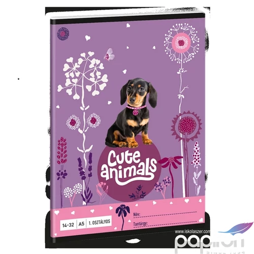 Füzet 14-32 A5 vonalas Ars Una Cute Animals-puppy (5369) 24 TACSKÓ 53583499 1.osztályos füzet prémium minős
