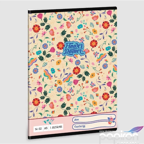 Füzet 14-32 A5 vonalas Ars Una Flower Power (5260) 23 53583499 1.osztályos füzet prémium minős