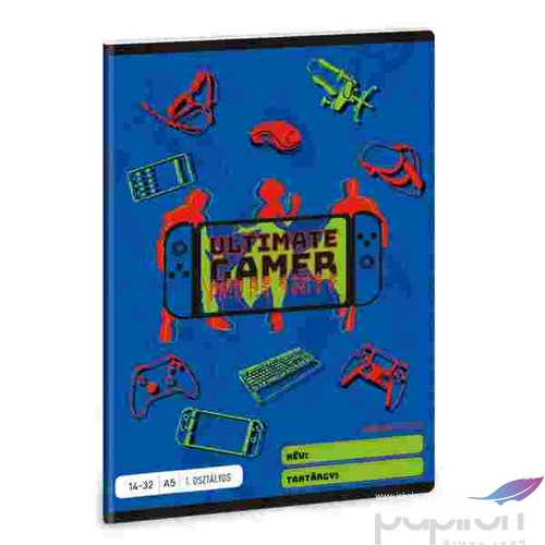 Füzet 14-32 A5 vonalas Ars Una Ultimate Gamer (5141) 22 53583499 1.osztályos füzet prémium minős