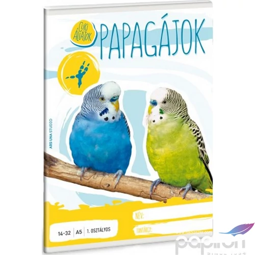 Füzet 14-32 A5 vonalas Ars Una Cuki Papagáj 53583499 1.osztályos füzet prémium minős