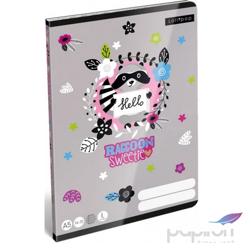 Füzet 14-32 A5 vonalas Lizzy Lollipop-Raccoon Sweetie 21' 1. osztályos füzet