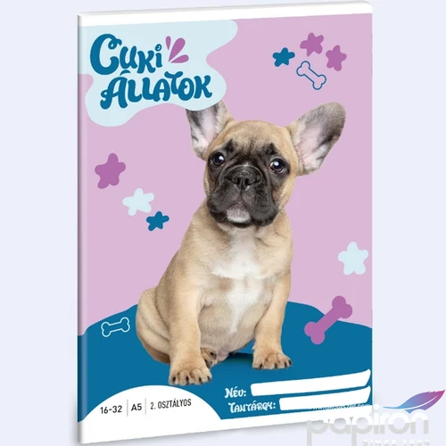 Füzet 16-32 A5 vonalas Ars Una Cuki-Francia bulldog (5426) 24 53593498 2.osztályos füzet prémium minős