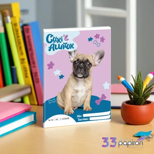 Füzet 16-32 A5 vonalas Ars Una Cuki-Francia bulldog (5426) 24 53593498 2.osztályos füzet prémium minős