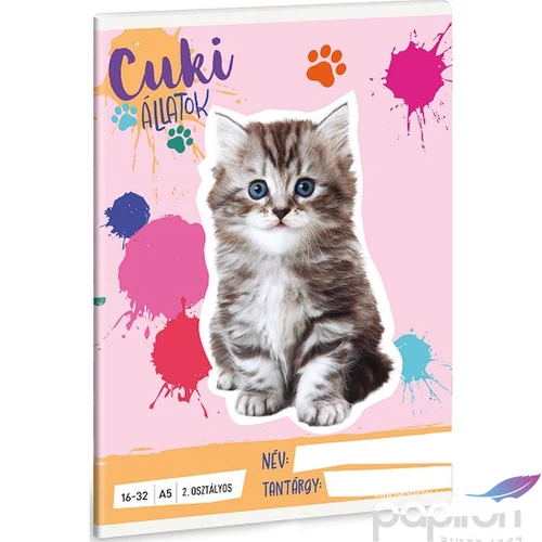 Füzet 16-32 A5 Vonalas Ars Una Cuki-Perzsa Cica (5498) 25 53593498 2.osztályos füzet prémium minős