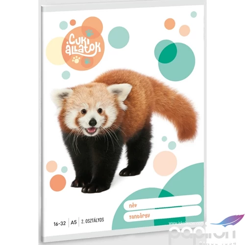 Füzet 16-32 A5 vonalas Ars Una Cuki-Vörös Panda (5309) 23 53593498 2.osztályos füzet prémium minős