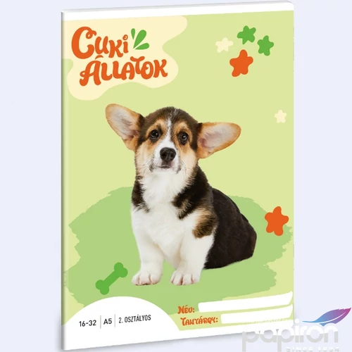 Füzet 16-32 A5 vonalas Ars Una Cuki-Welsh Corgi (5432) 24 53593498 2.osztályos füzet prémium minős
