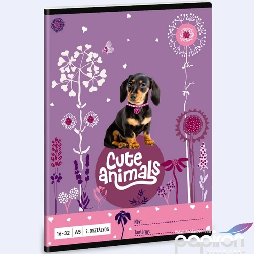 Füzet 16-32 A5 vonalas Ars Una Cute Animals-puppy (5369) 24 TACSKÓ 53593498 2.osztályos füzet prémium minős