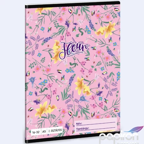 Füzet 16-32 A5 vonalas Ars Una Fleur (5366) 24 virág 53593498 2.osztályos füzet prémium minős
