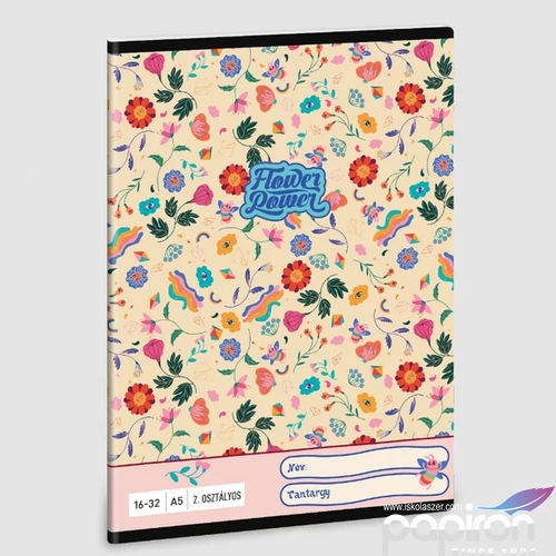 Füzet 16-32 A5 vonalas Ars Una Flower Power (5260) 23 53593498 2.osztályos füzet prémium minős